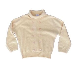 ANGELON by DARLENE Cowl Neck Wool Angora Yellow Pullover Sweater 36 Vintage